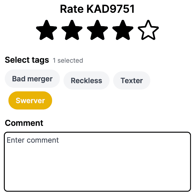 Rate Our Drive New Vehicle Form