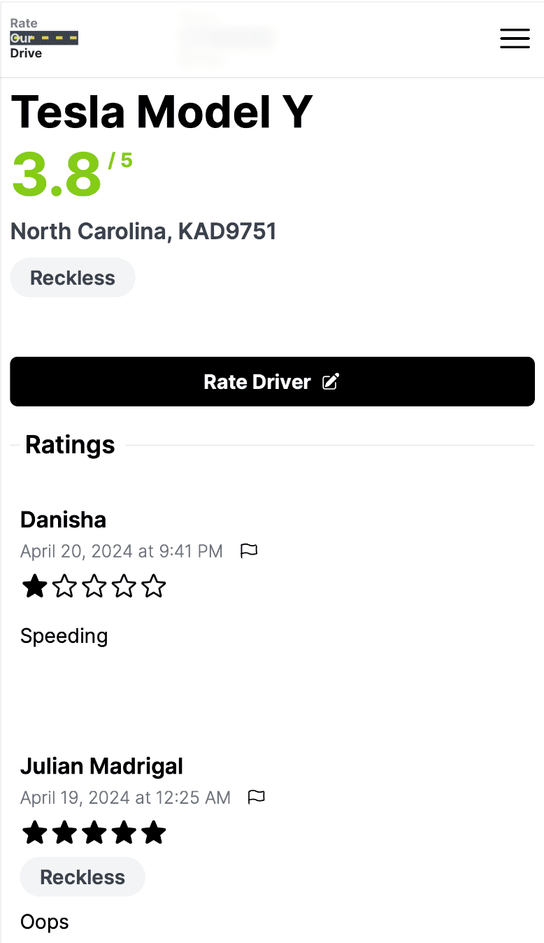 Rate Our Drive Rating Page